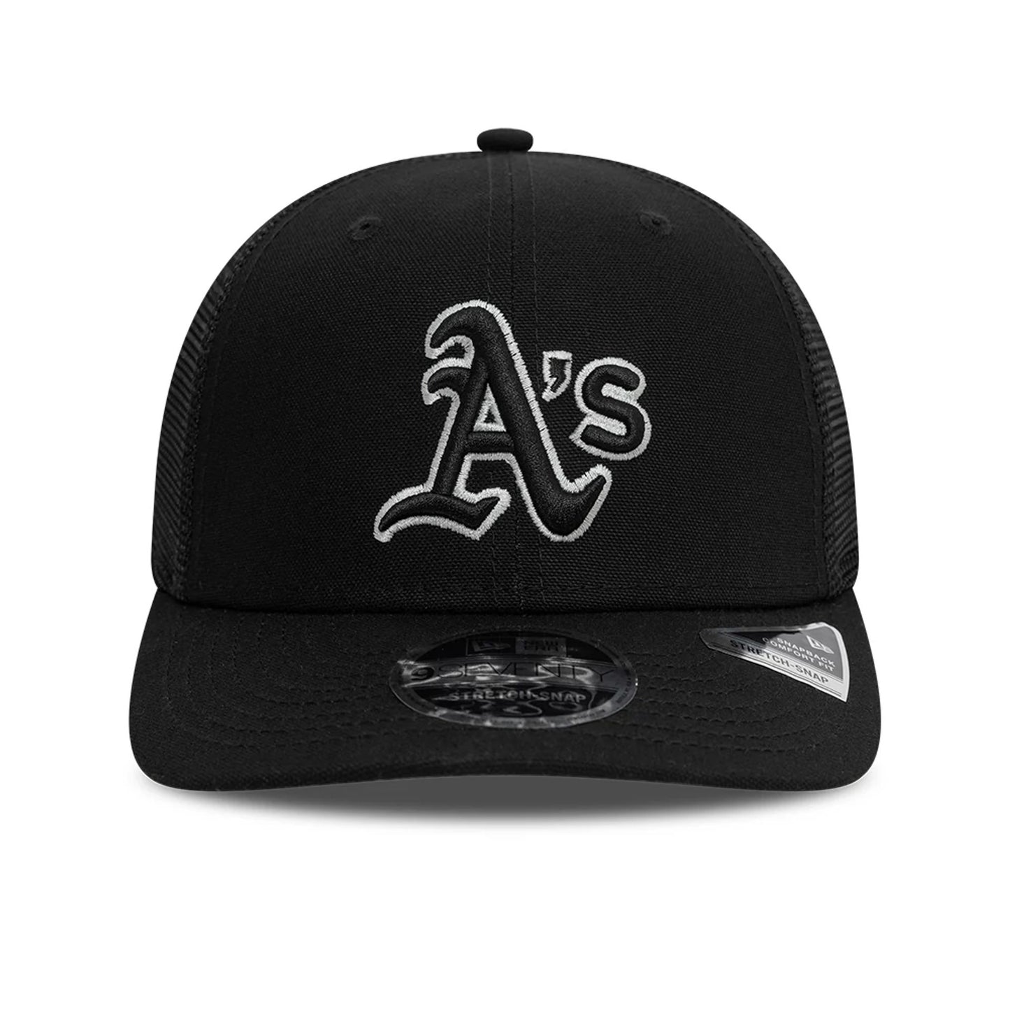 This is a Oakland Athletics Canvas Black 9SEVENTY Stretch Snap Adjustable Cap 3