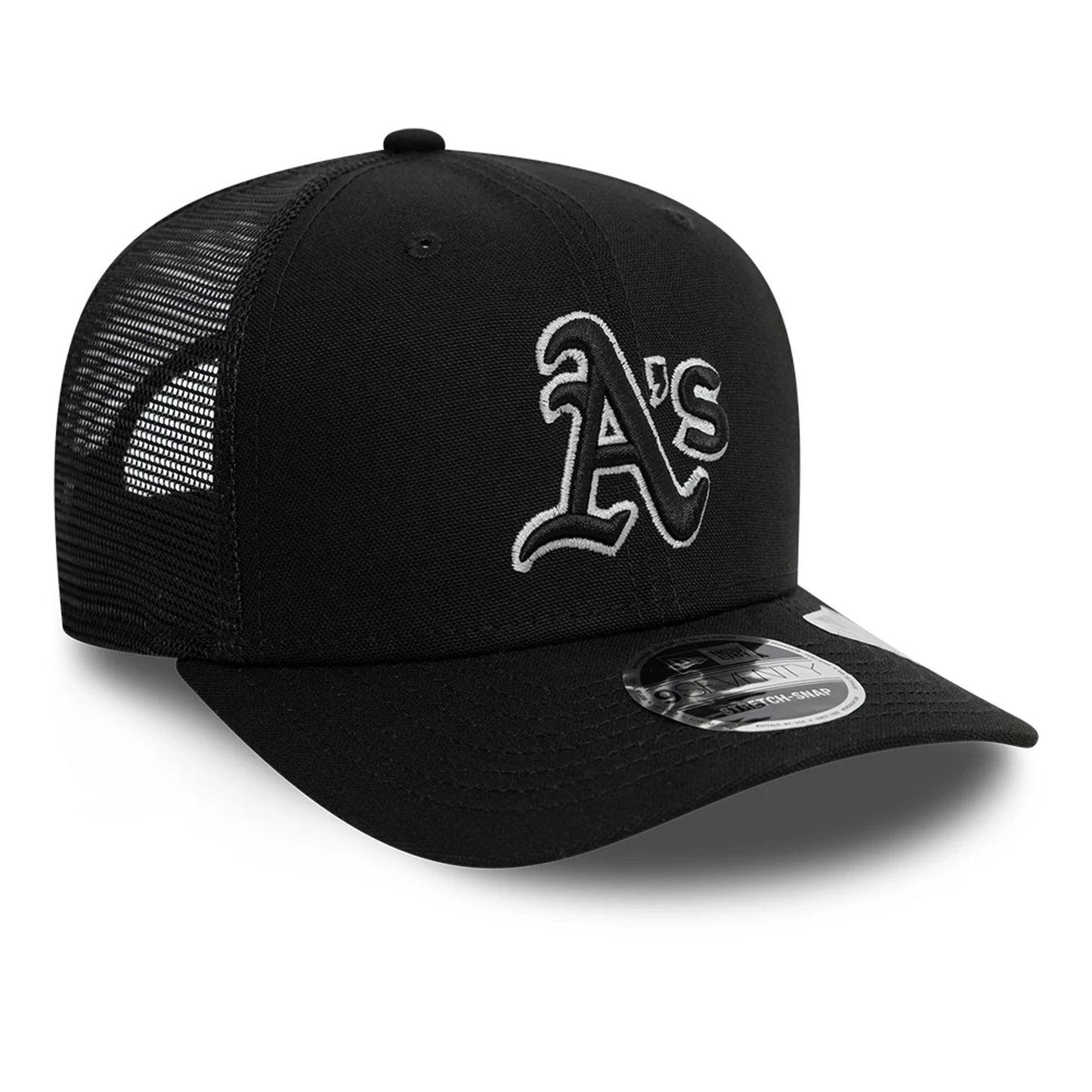 This is a Oakland Athletics Canvas Black 9SEVENTY Stretch Snap Adjustable Cap 4