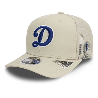 This is a LA Dodgers Canvas Light Beige 9SEVENTY Stretch Snap Adjustable Cap 1