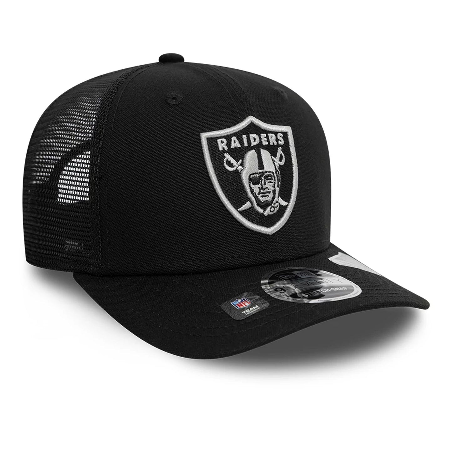 This is a Las Vegas Raiders Canvas Black 9SEVENTY Stretch Snap Adjustable Cap 4