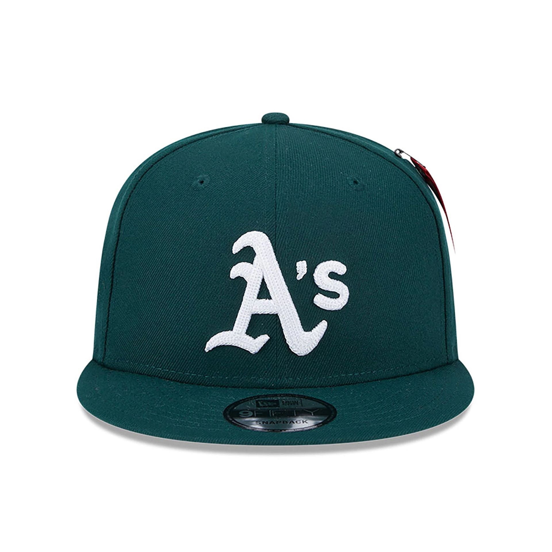 This is a Oakland Athletics MLB x Alpha Industries Dark Green 9FIFTY Snapback Adjustable Cap 2