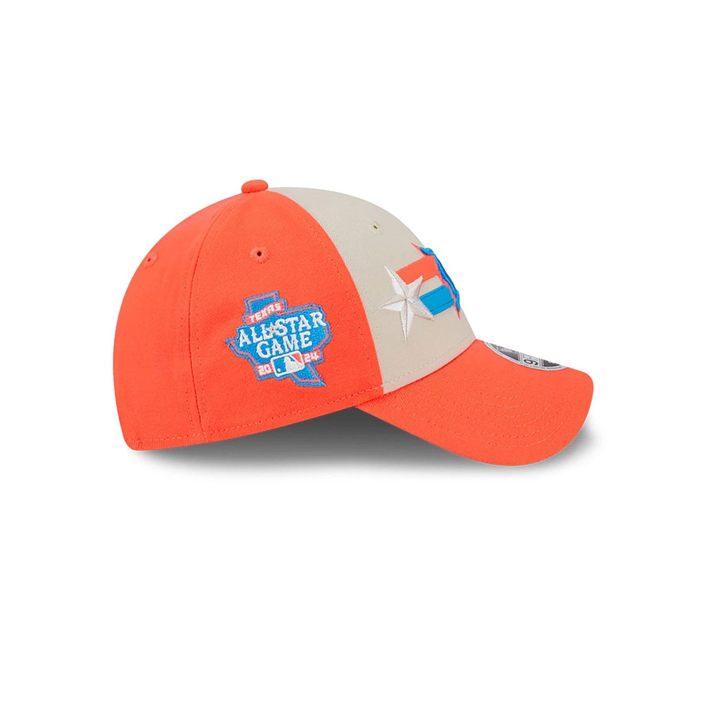 This is a Detroit Tigers MLB All Star Game 2024 Orange 9FORTY Stretch Snap Cap 6