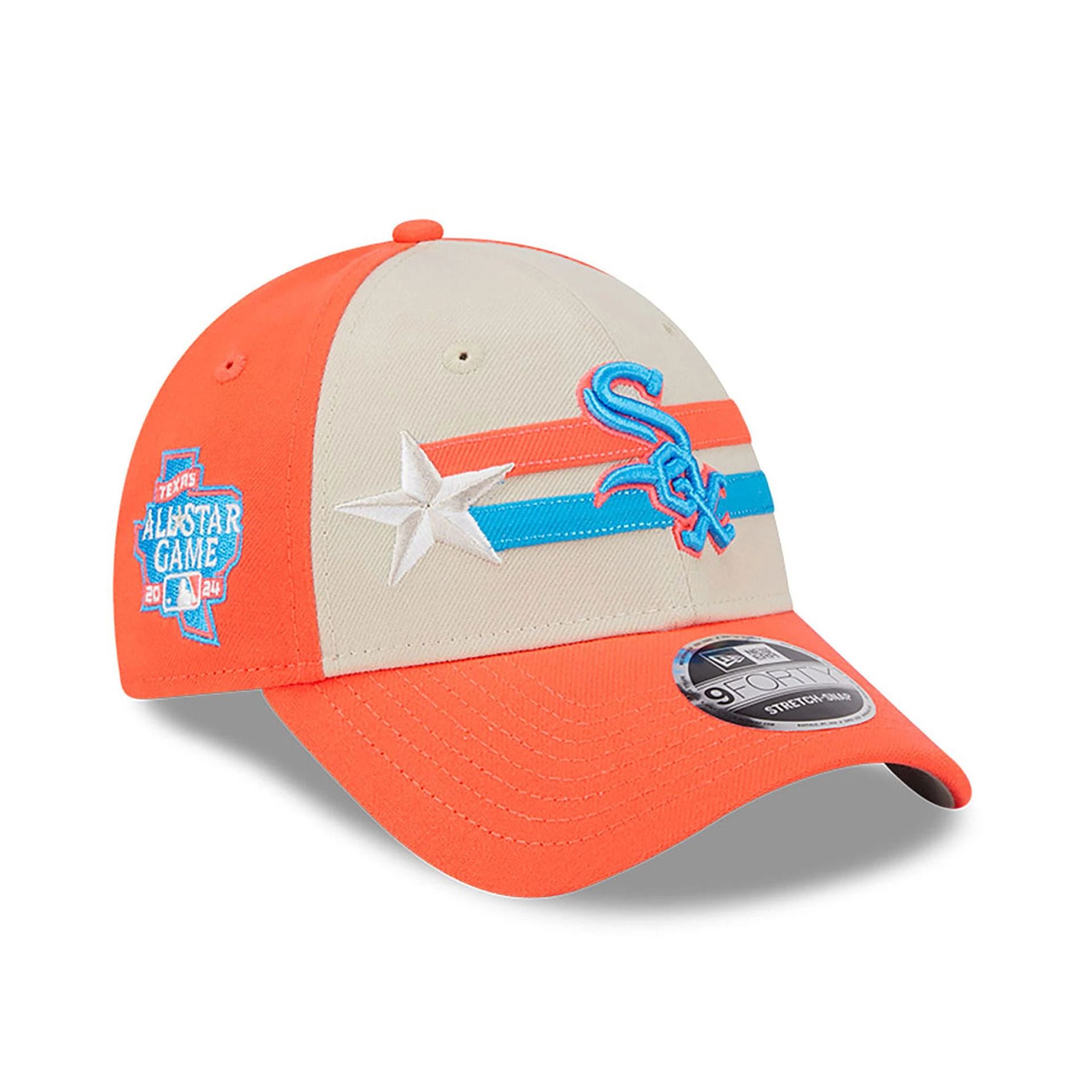 This is a Chicago White Sox MLB All Star Game 2024 Orange 9FORTY Stretch Snap Cap 1