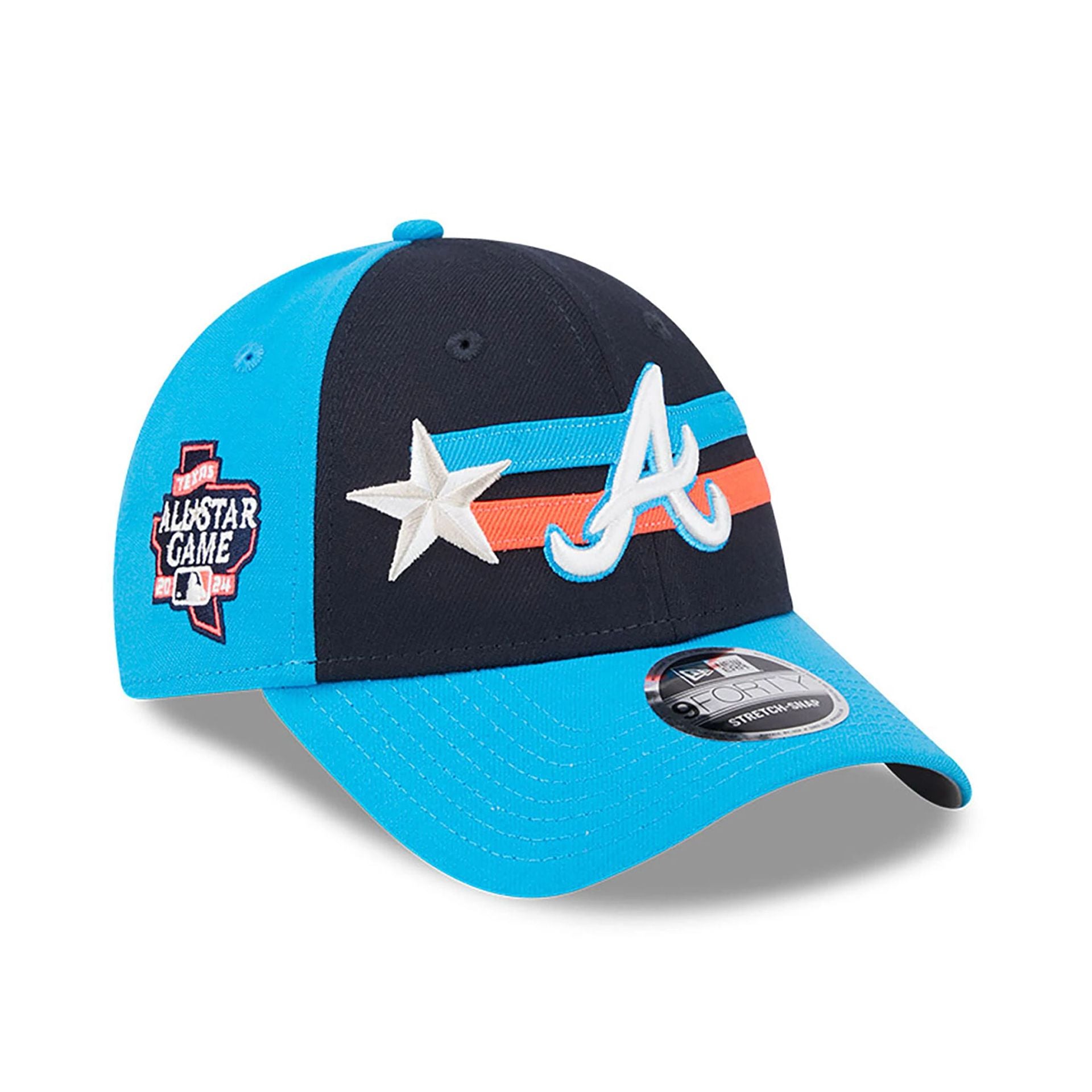 This is a Atlanta Braves MLB All Star Game 2024 Blue 9FORTY Stretch Snap Cap 1