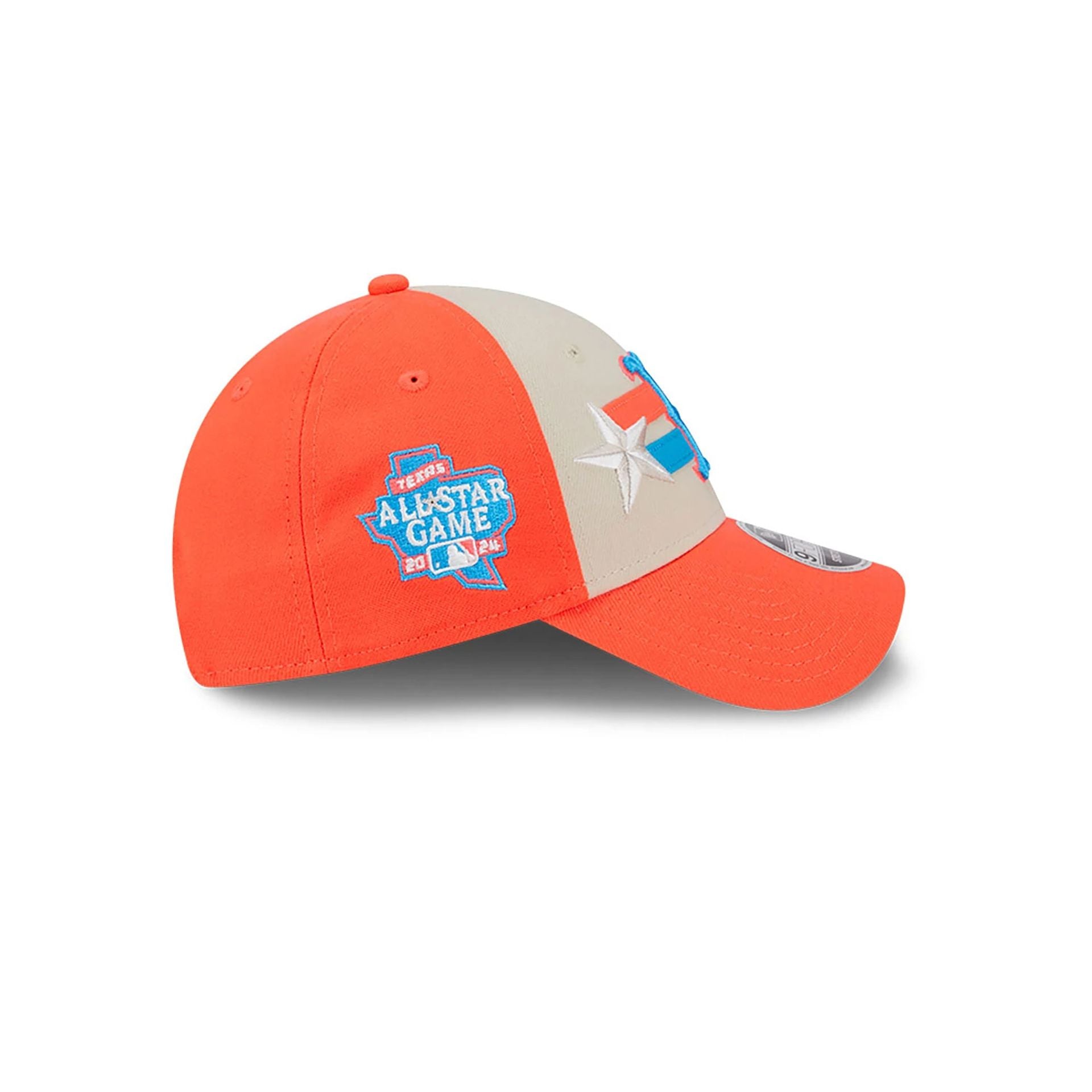 This is a Boston Red Sox MLB All Star Game 2024 Orange 9FORTY Stretch Snap Cap 6