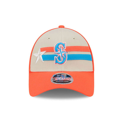 This is a Seattle Mariners MLB All Star Game 2024 Orange 9FORTY Stretch Snap Cap 4