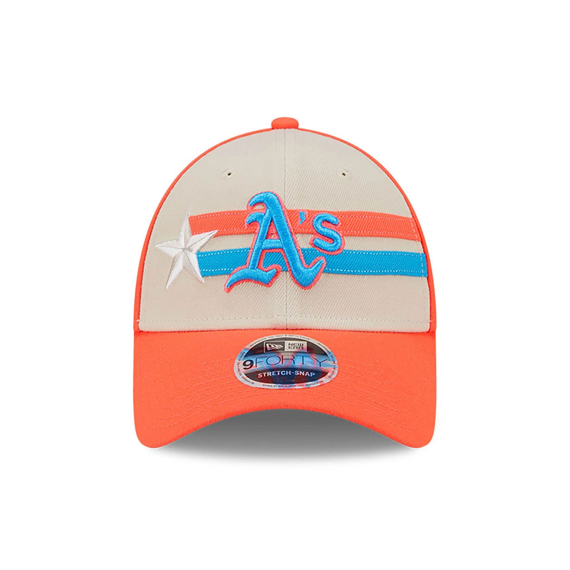 This is a Oakland Athletics MLB All Star Game 2024 Orange 9FORTY Stretch Snap Cap 4