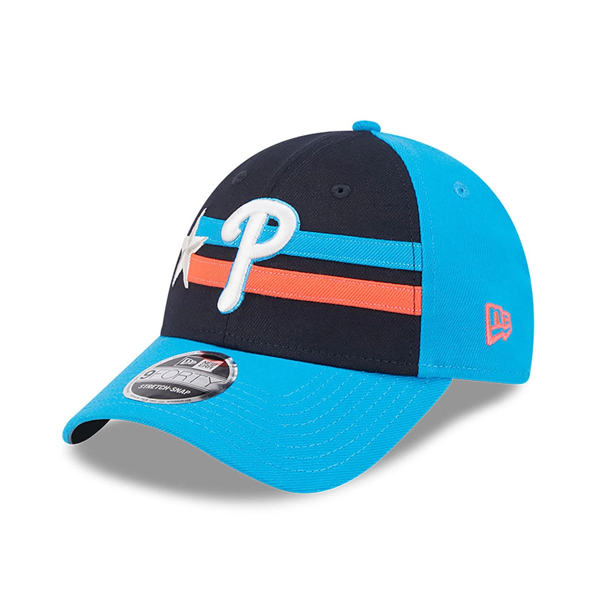 This is a Philadelphia Phillies MLB All Star Game 2024 Blue 9FORTY Stretch Snap Cap 3