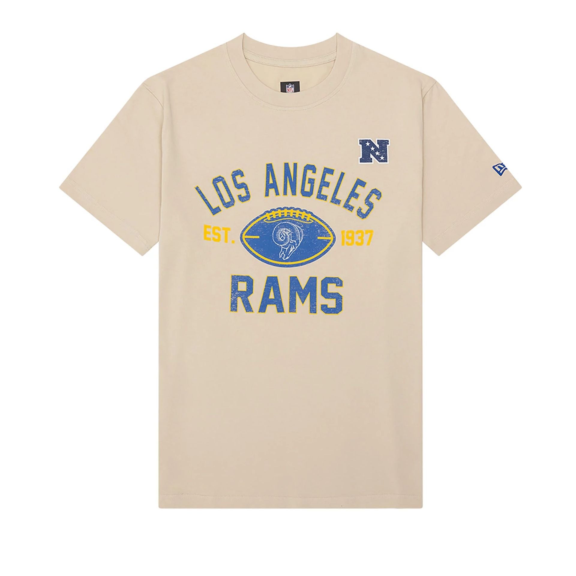 The Male model is wearing LA Rams NFL 3rd Down Historic Light Beige T-Shirt 1