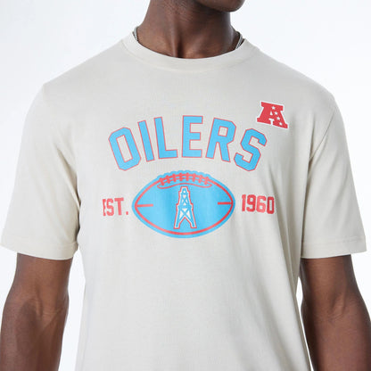 The Male model is wearing NFL Oilers NFL 3rd Down Historic Light Beige T-Shirt  3