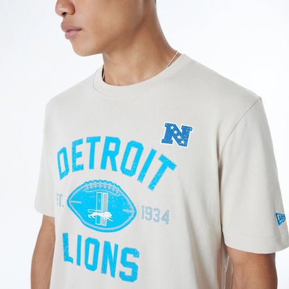 The Male model is wearing Detroit Lions NFL 3rd Down Historic Light Beige T-Shirt  5