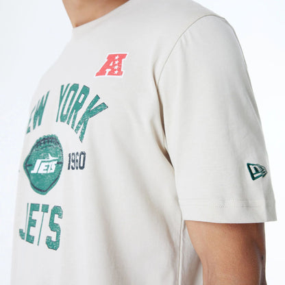 The Male model is wearing New York Jets NFL 3rd Down Historic Light Beige T-Shirt 5