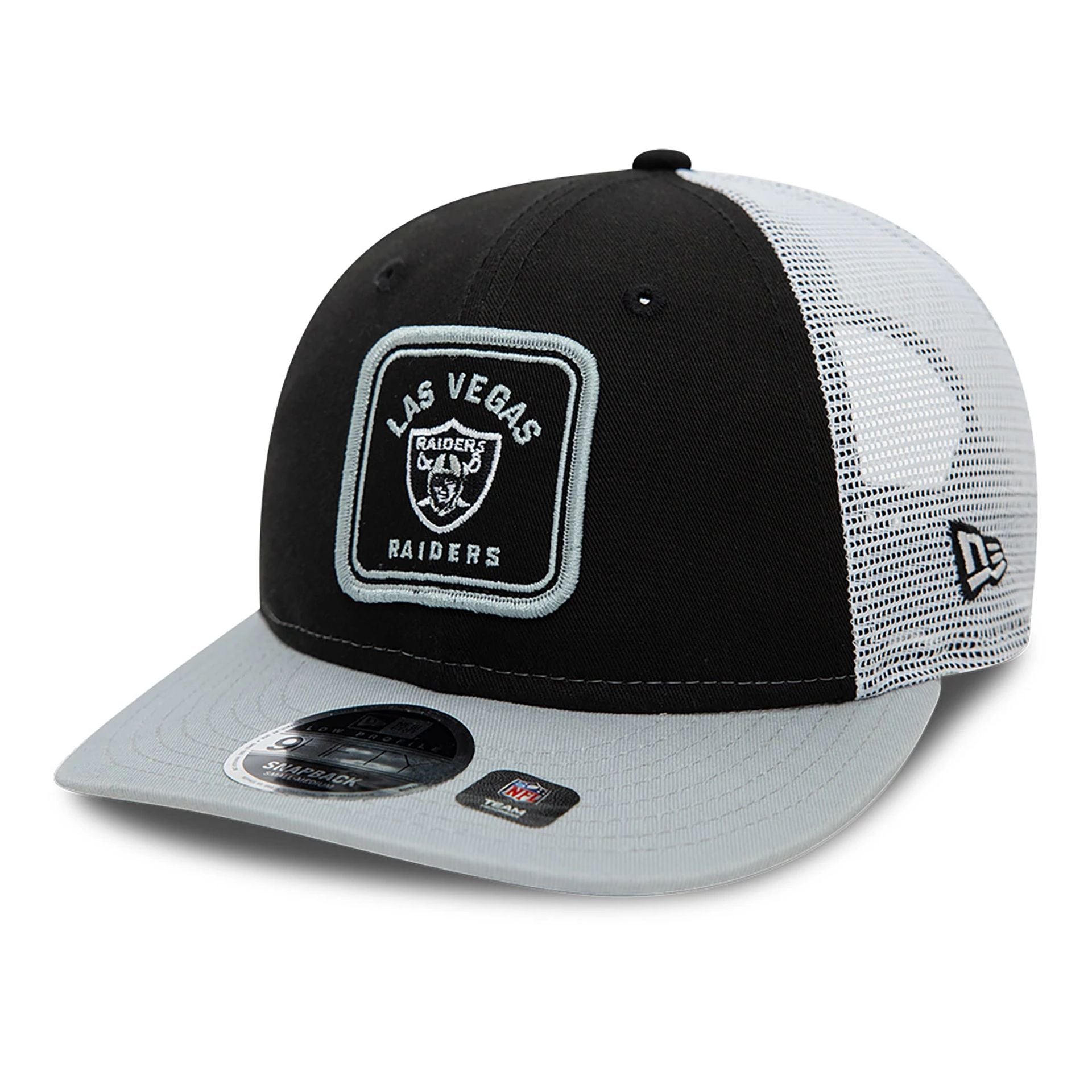 This is a Las Vegas Raiders NFL Patch Black Low Profile 9FIFTY Snapback Cap 1