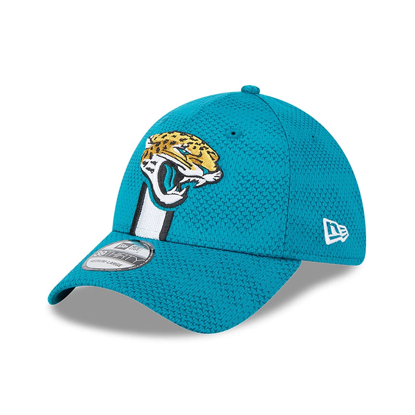 This is a Jacksonville Jaguars NFL Sideline 2024 Turquoise 39THIRTY Stretch Fit Cap 3