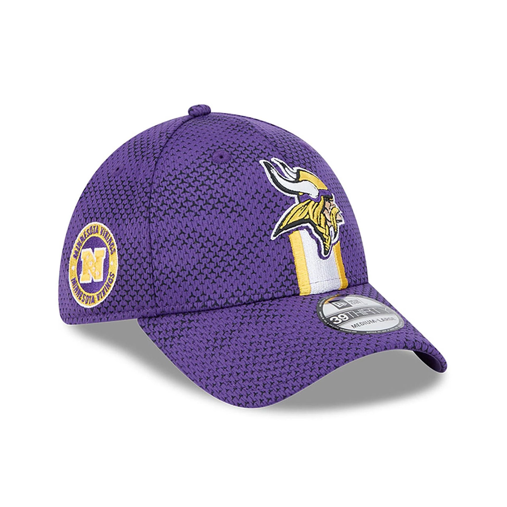 This is a Minnesota Vikings NFL Sideline 2024 Purple 39THIRTY Stretch Fit Cap 1