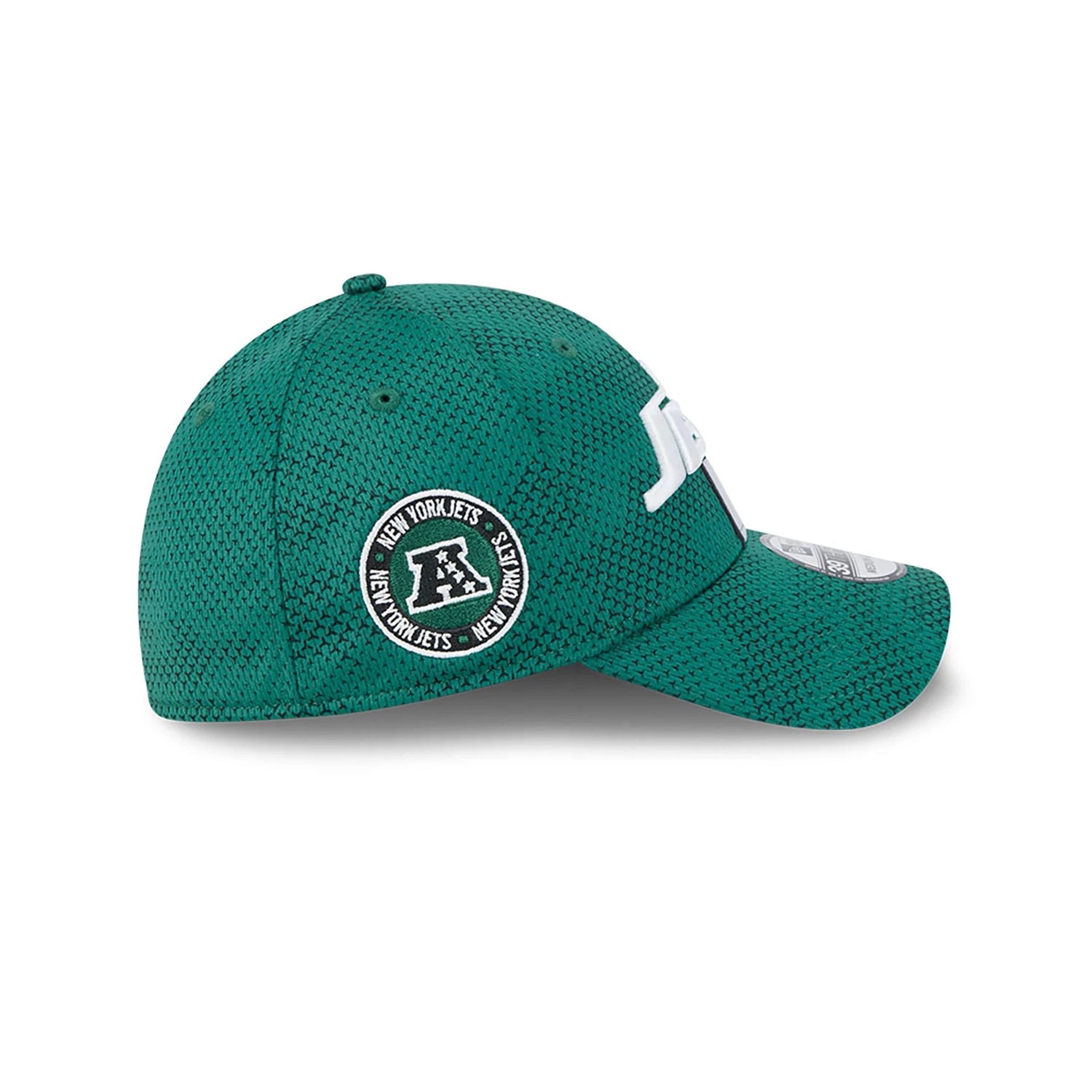 This is a New York Jets NFL Sideline 2024 Green 39THIRTY Stretch Fit Cap 5