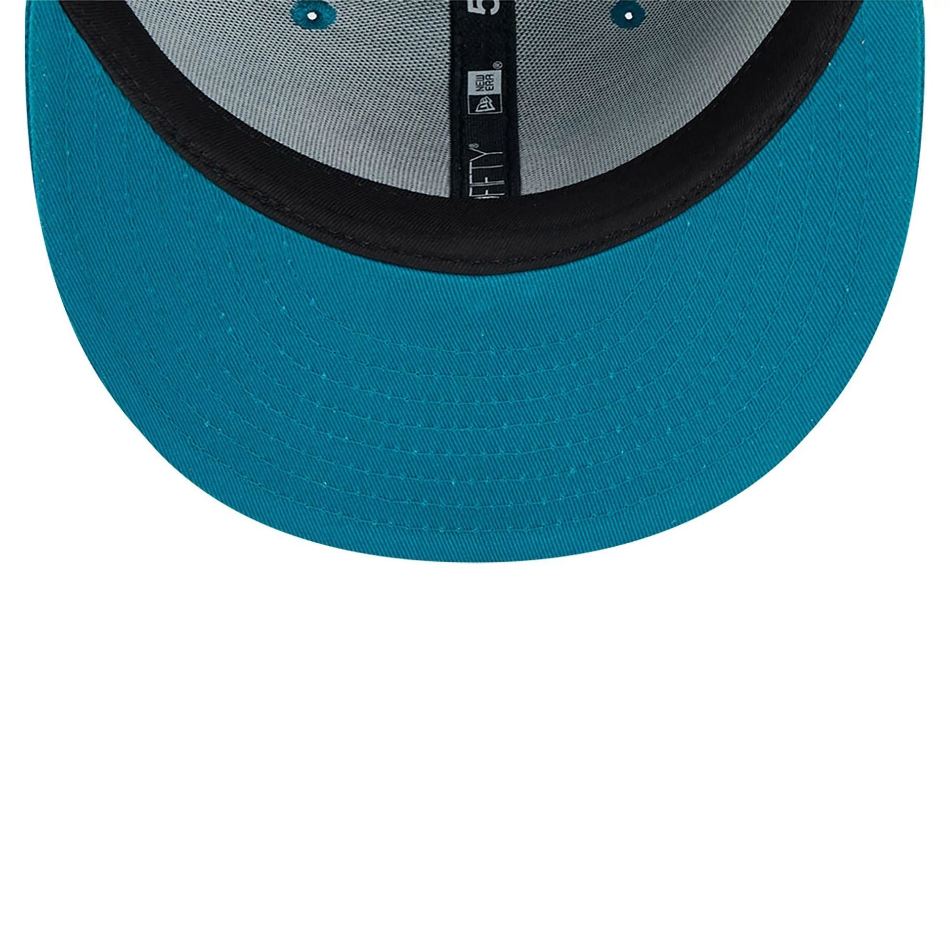 This is a Jacksonville Jaguars NFL Sideline 2024 Turquoise 59FIFTY Fitted Cap 4