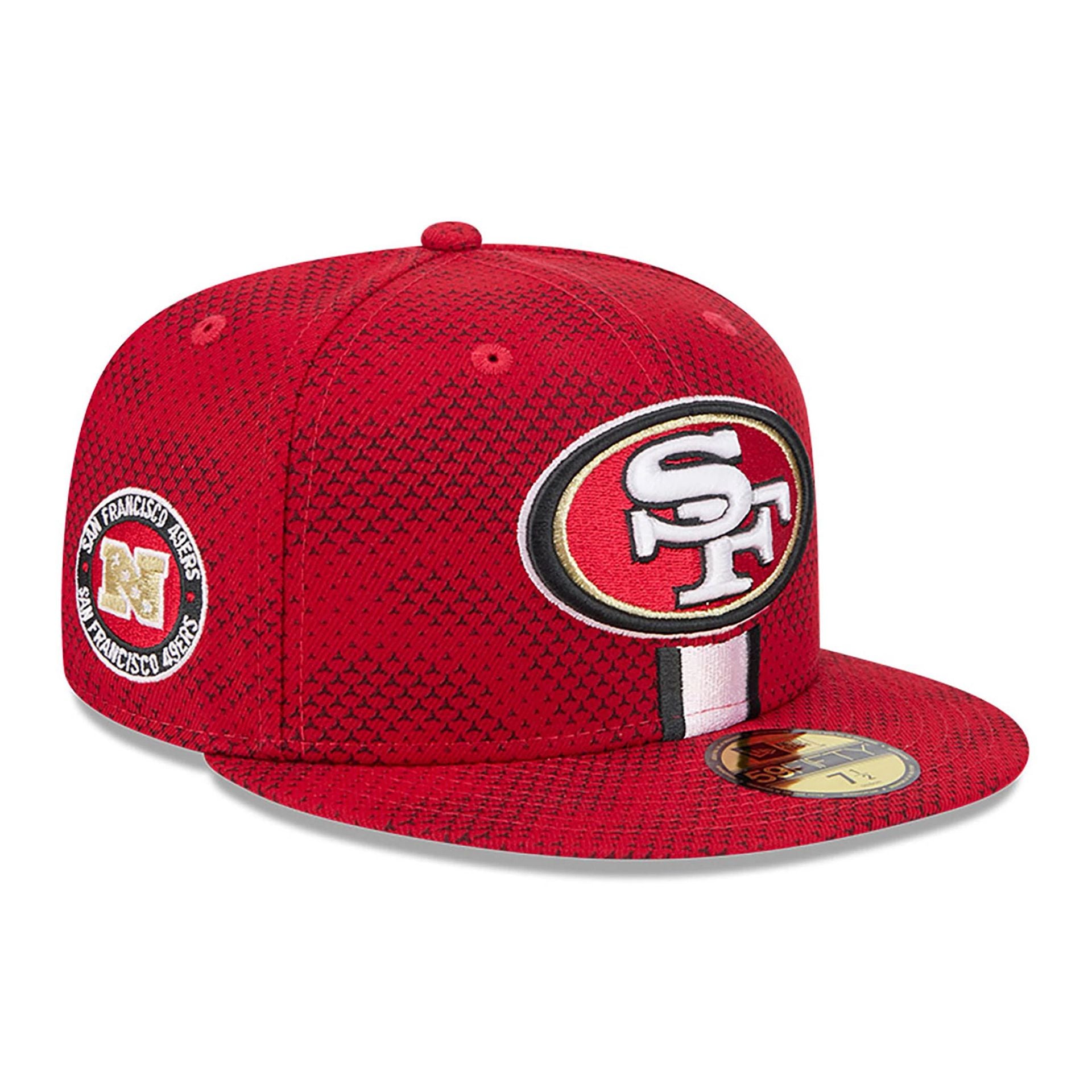 This is a San Francisco 49Ers NFL Sideline 2024 Red 59FIFTY Fitted Cap 1