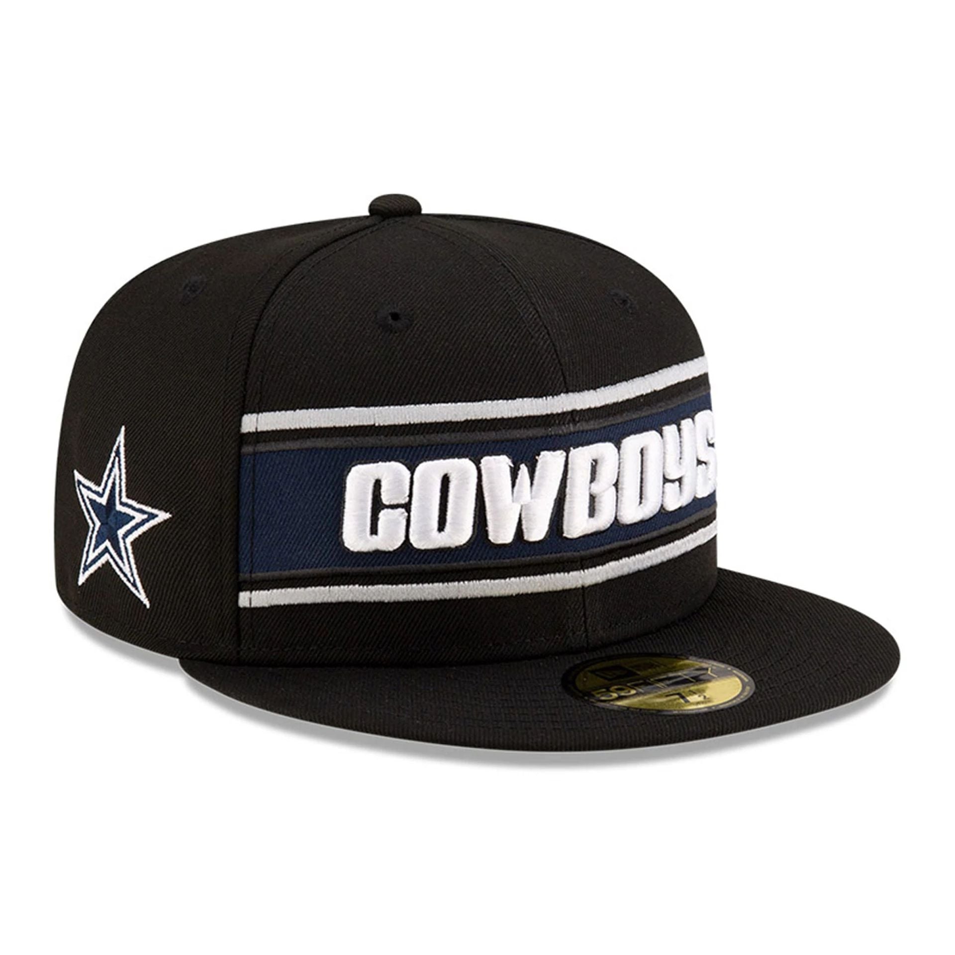 This is a Dallas Cowboys NFL Sideline 2024 Black 59FIFTY Fitted Cap 1