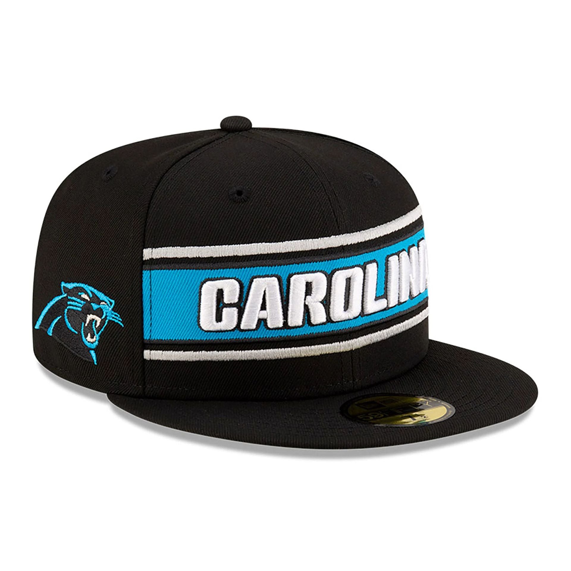 This is a Carolina Panthers NFL Sideline 2024 Black 59FIFTY Fitted Cap 1