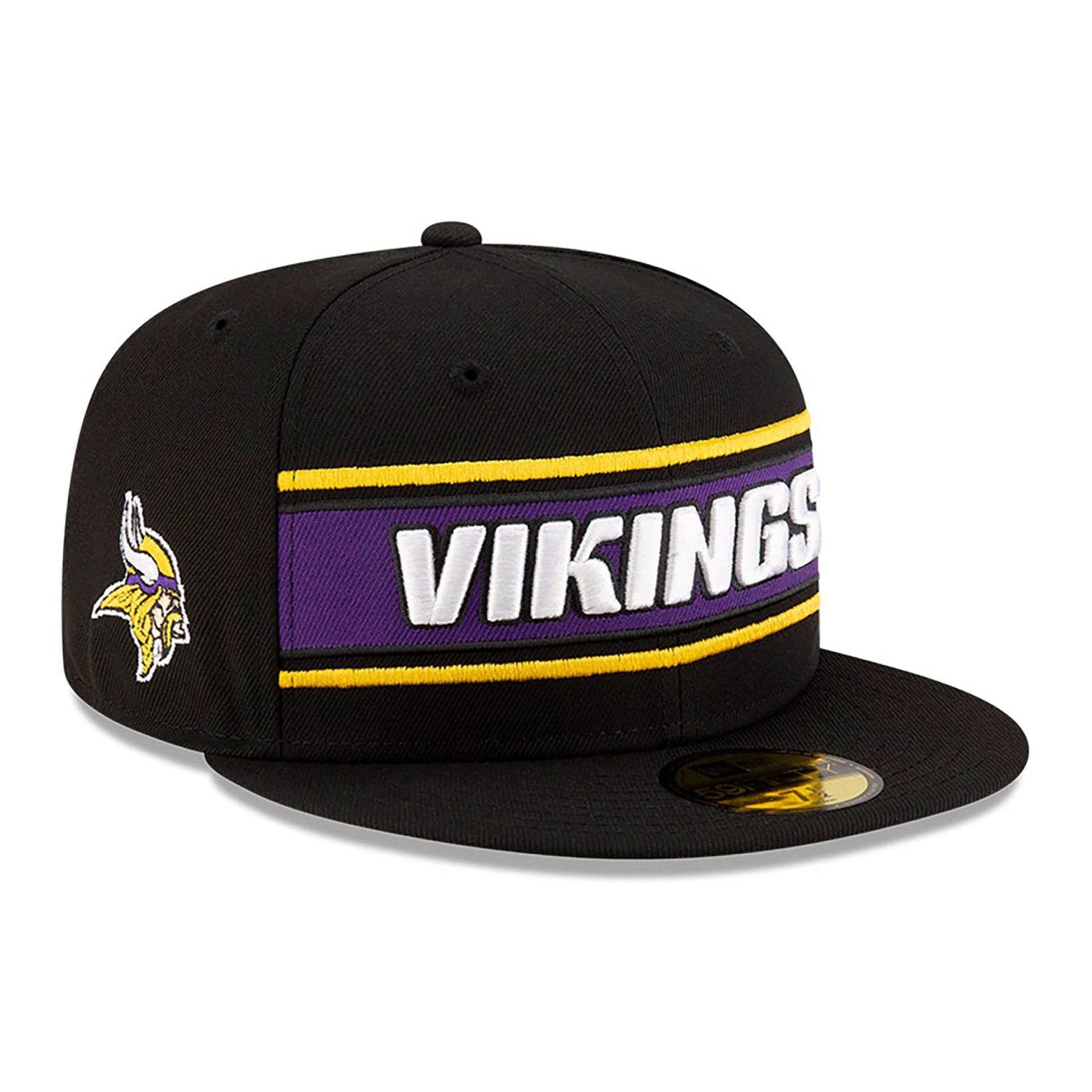 This is a Minnesota Vikings NFL Sideline 2024 Black 59FIFTY Fitted Cap 1