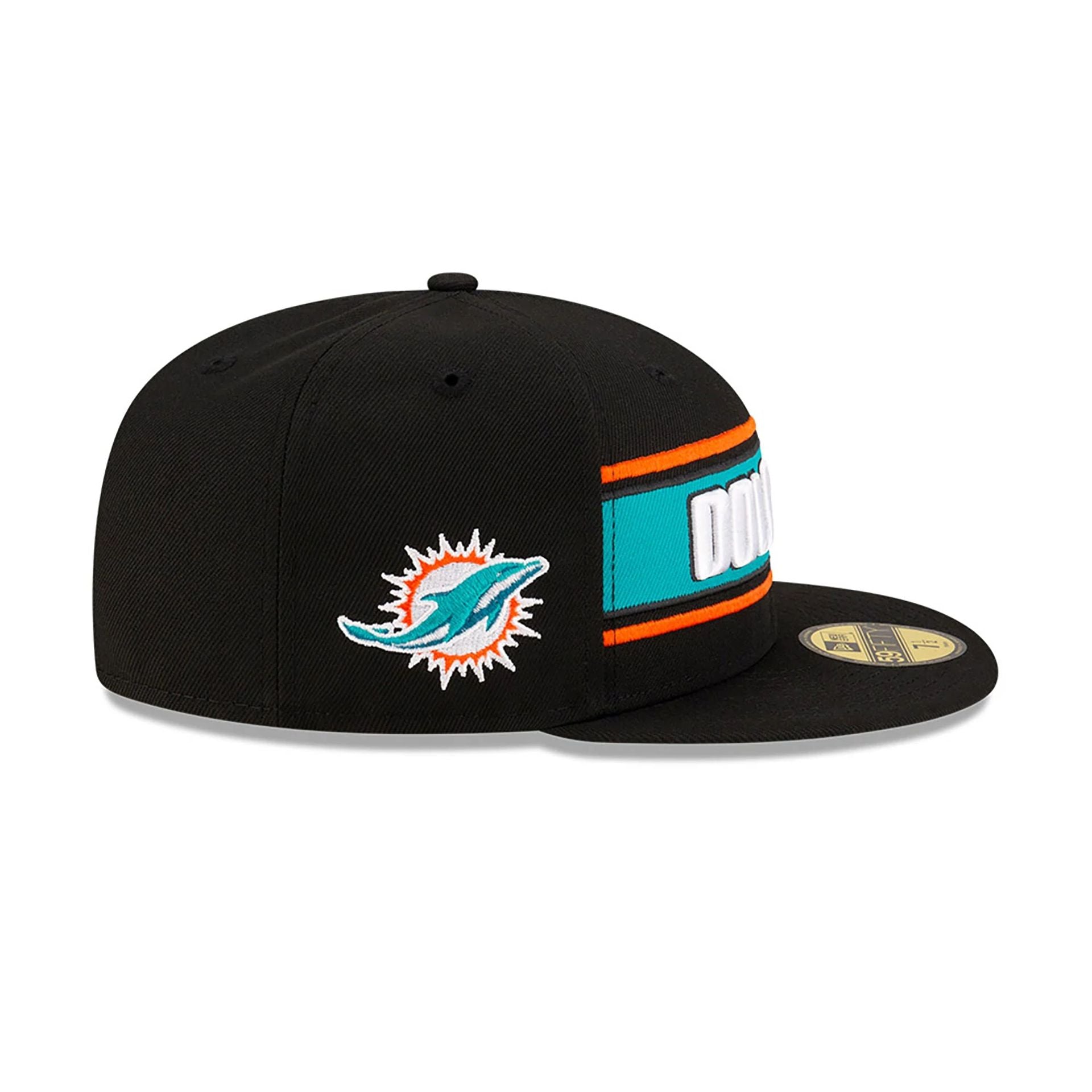 This is a Miami Dolphins NFL Sideline 2024 Black 59FIFTY Fitted Cap 6