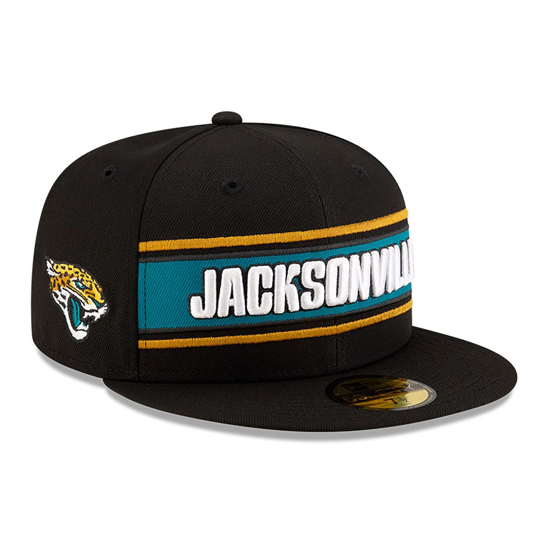 This is a Jacksonville Jaguars NFL Sideline 2024 Black 59FIFTY Fitted Cap 1