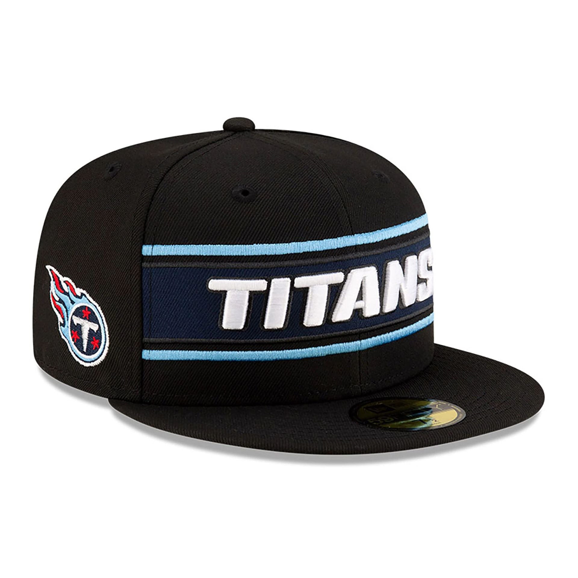 This is a Tennessee Titans NFL Sideline 2024 Black 59FIFTY Fitted Cap 1