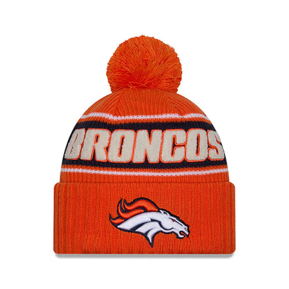 This is a Denver Broncos NFL Sideline 2024 Orange Sport Knit Beanie Hat 1