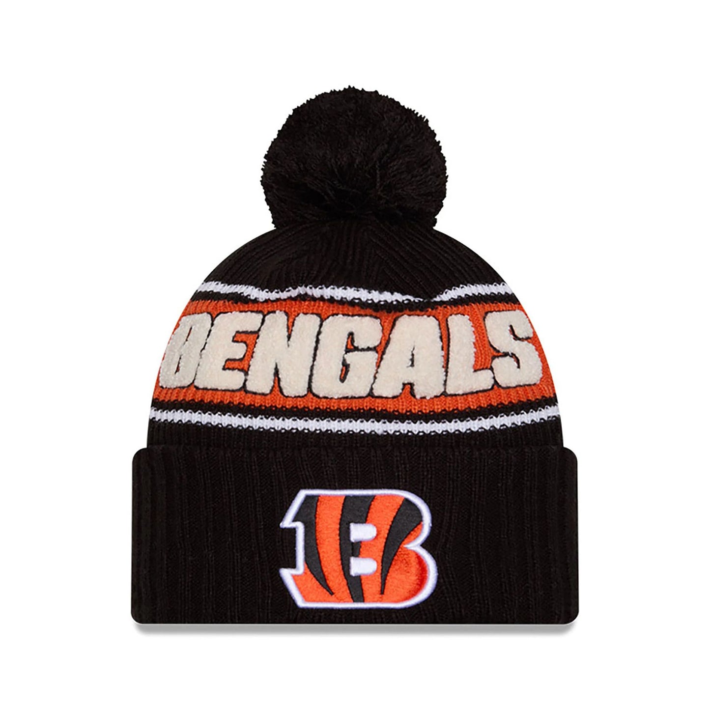 This is a Cincinnati Bengals NFL Sideline 2024 Black Sport Knit Beanie Hat 1