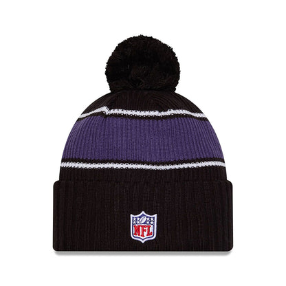 This is a Baltimore Ravens NFL Sideline 2024 Black Sport Knit Beanie Hat 2