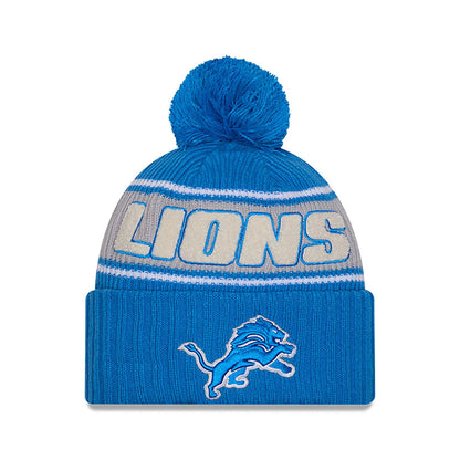 This is a Detroit Lions NFL Sideline 2024 Blue Sport Knit Beanie Hat 1