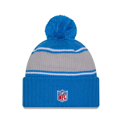 This is a Detroit Lions NFL Sideline 2024 Blue Sport Knit Beanie Hat 2