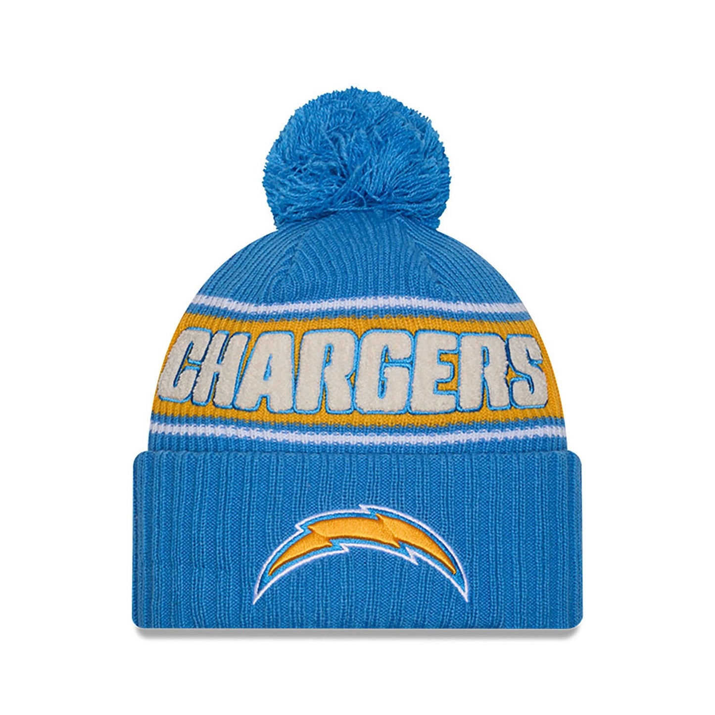 This is a LA Chargers NFL Sideline 2024 Blue Sport Knit Beanie Hat 1