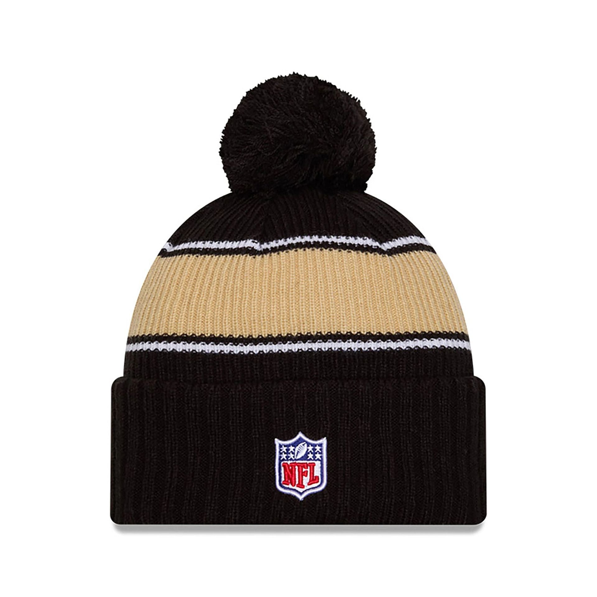 This is a New Orleans Saints NFL Sideline 2024 Black Sport Knit Beanie Hat 2