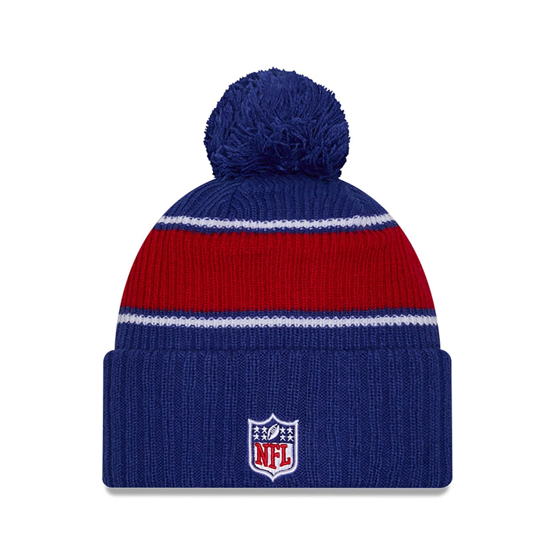 This is a New York Giants NFL Sideline 2024 Blue Sport Knit Beanie Hat 2