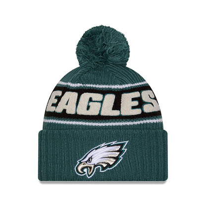 This is a Philadelphia Eagles NFL Sideline 2024 Dark Green Sport Knit Beanie Hat 1