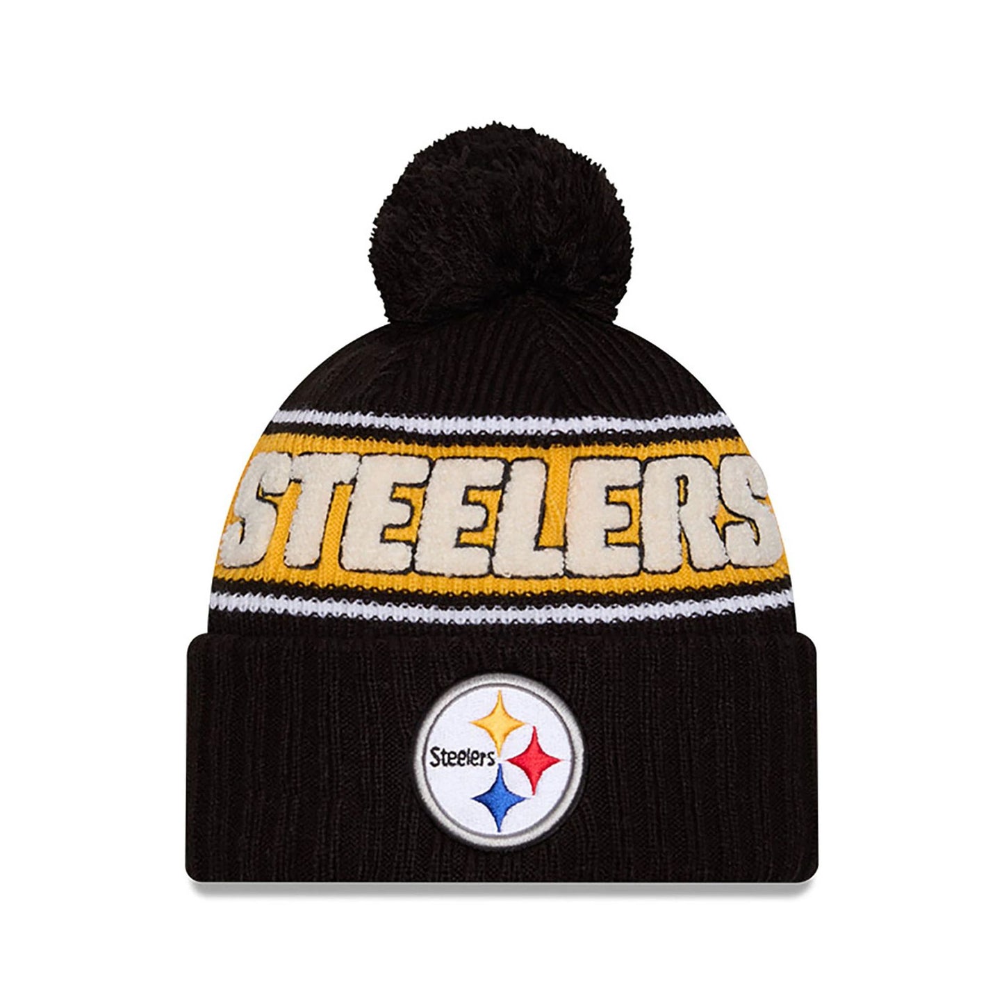 This is a Pittsburgh Steelers NFL Sideline 2024 Black Sport Knit Beanie Hat 1