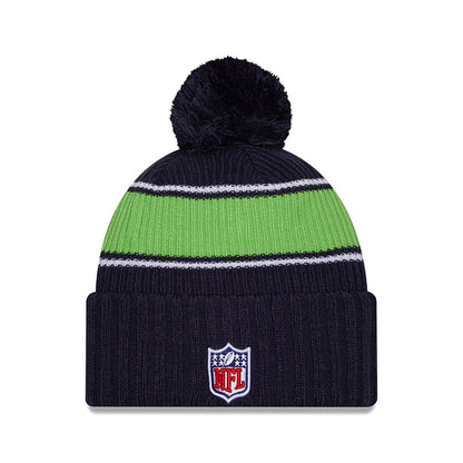 This is a Seattle Seahawks NFL Sideline 2024 Dark Blue Sport Knit Beanie Hat 2