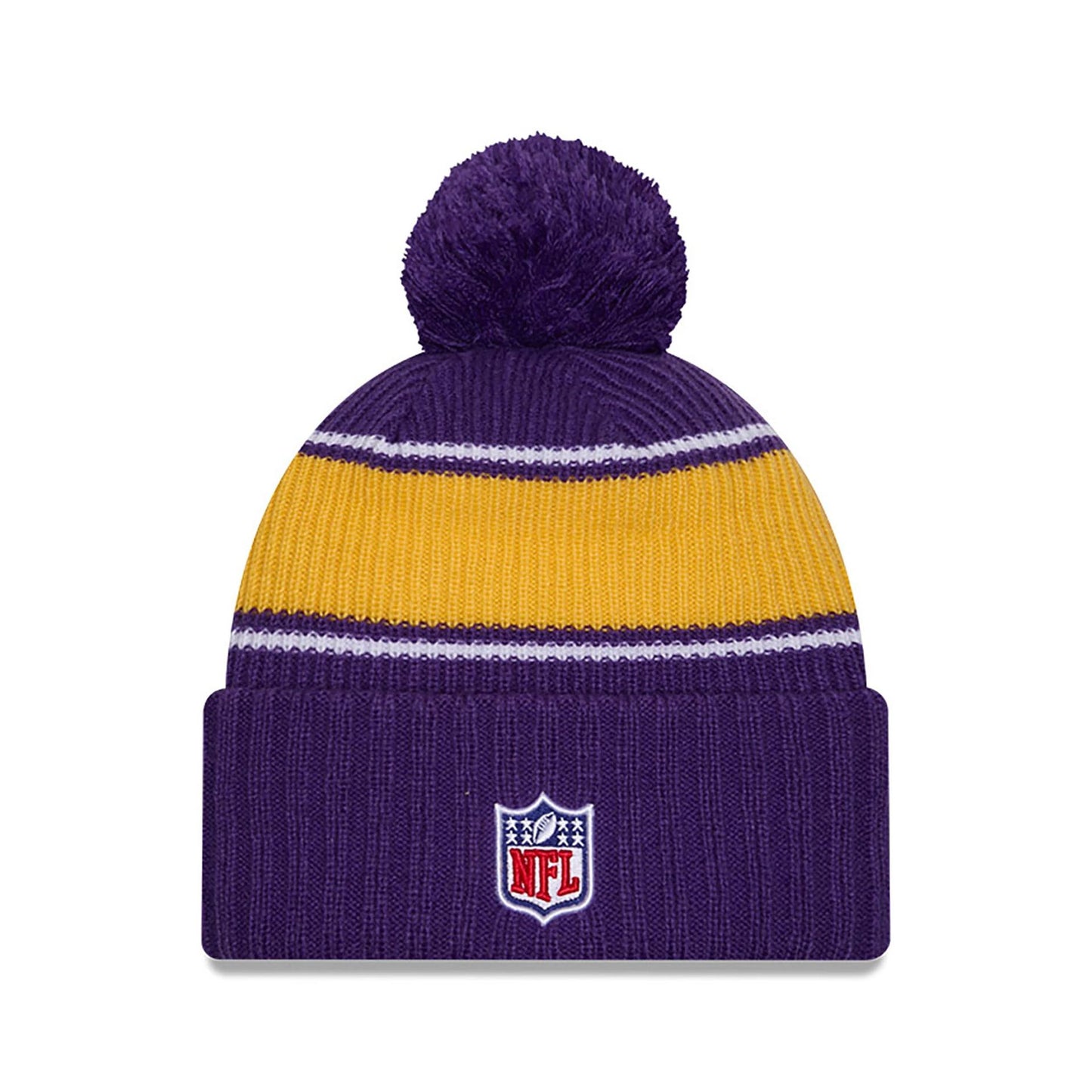 This is a Minnesota Vikings NFL Sideline 2024 Purple Sport Knit Beanie Hat 2