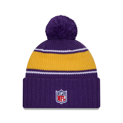 This is a Minnesota Vikings NFL Sideline 2024 Purple Sport Knit Beanie Hat 2