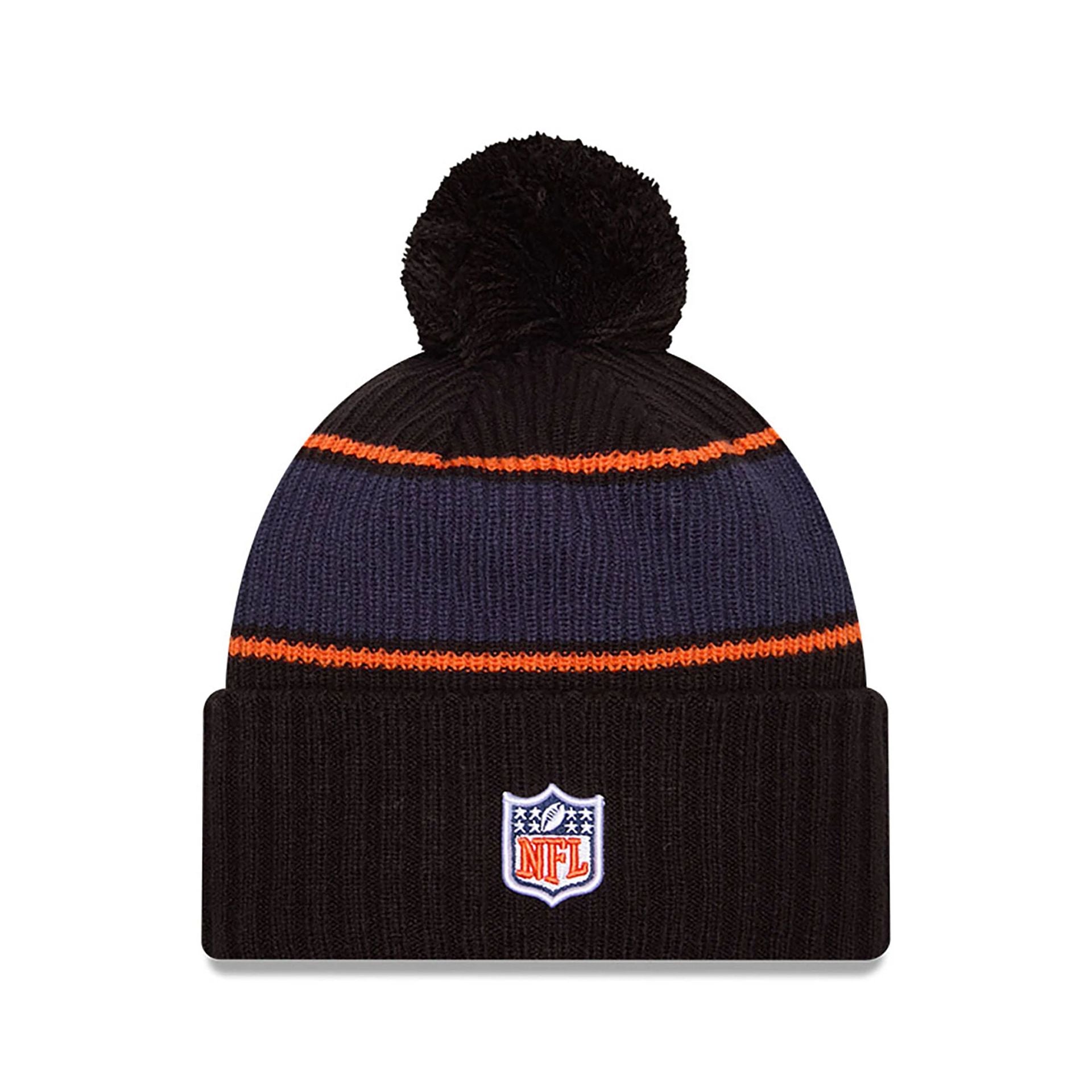 This is a Denver Broncos NFL Sideline 2024 Black Sport Knit Beanie Hat 2