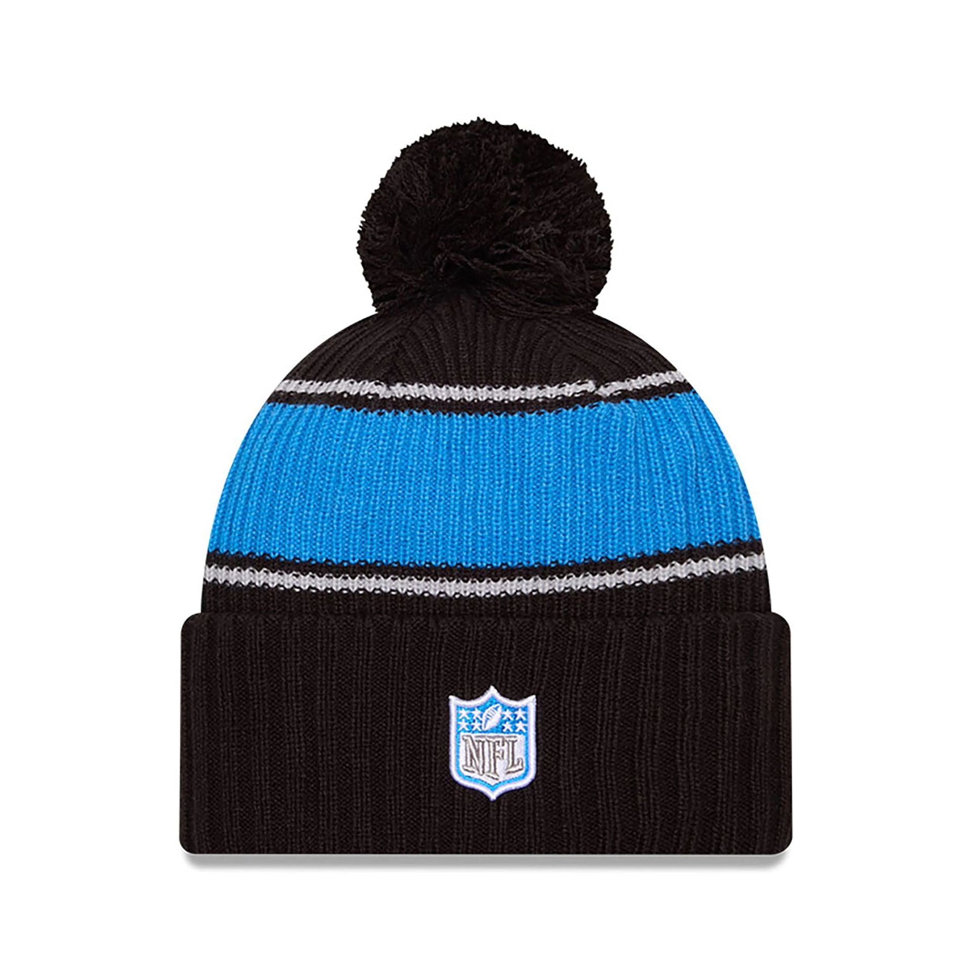 This is a Detroit Lions NFL Sideline 2024 Black Sport Knit Beanie Hat 2