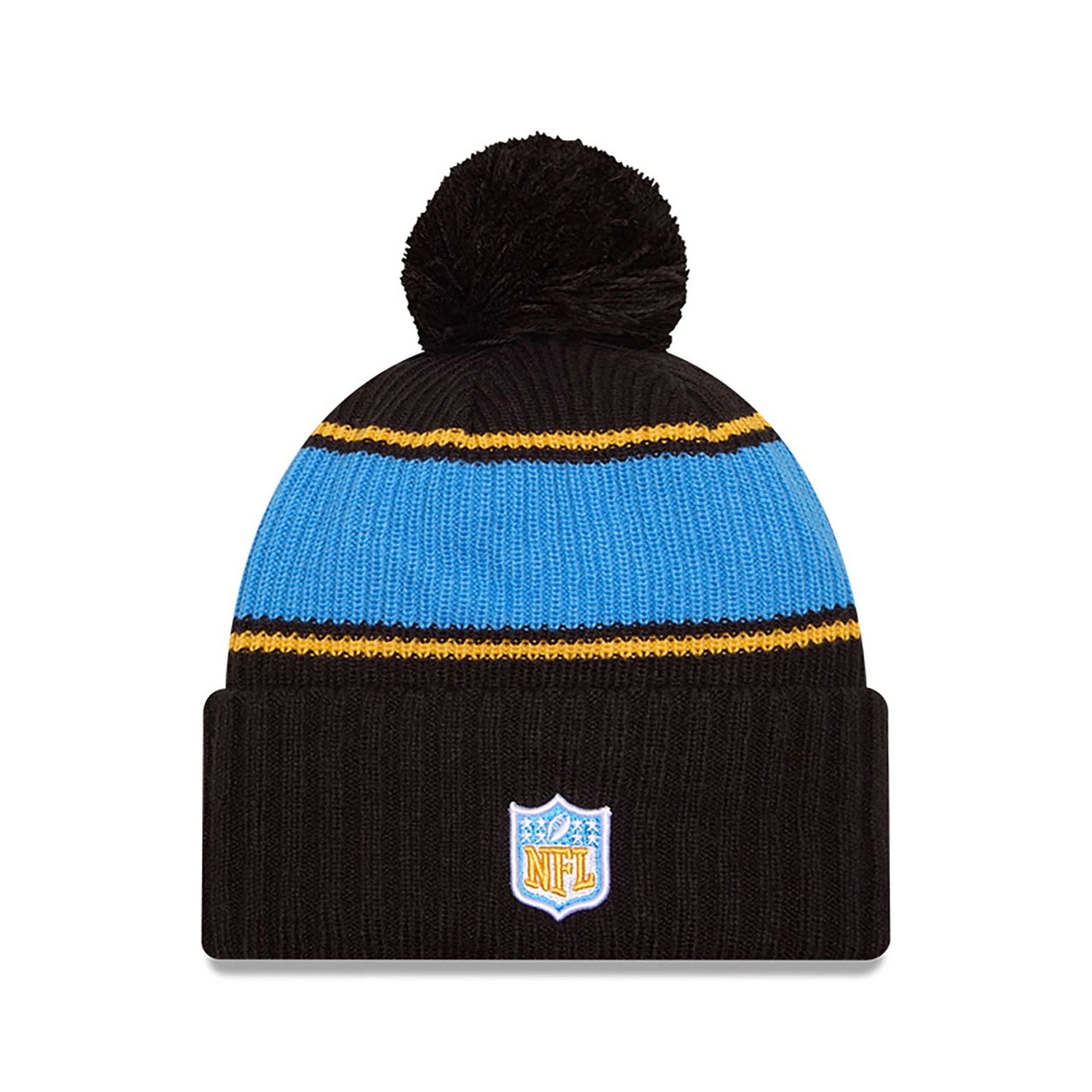 This is a LA Chargers NFL Sideline 2024 Black Sport Knit Beanie Hat 2