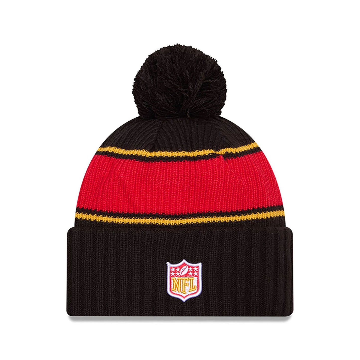 This is a Kansas City Chiefs NFL Sideline 2024 Black Sport Knit Beanie Hat 2