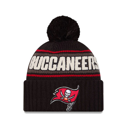 This is a Tampa Bay Buccaneers NFL Sideline 2024 Black Sport Knit Beanie Hat 1