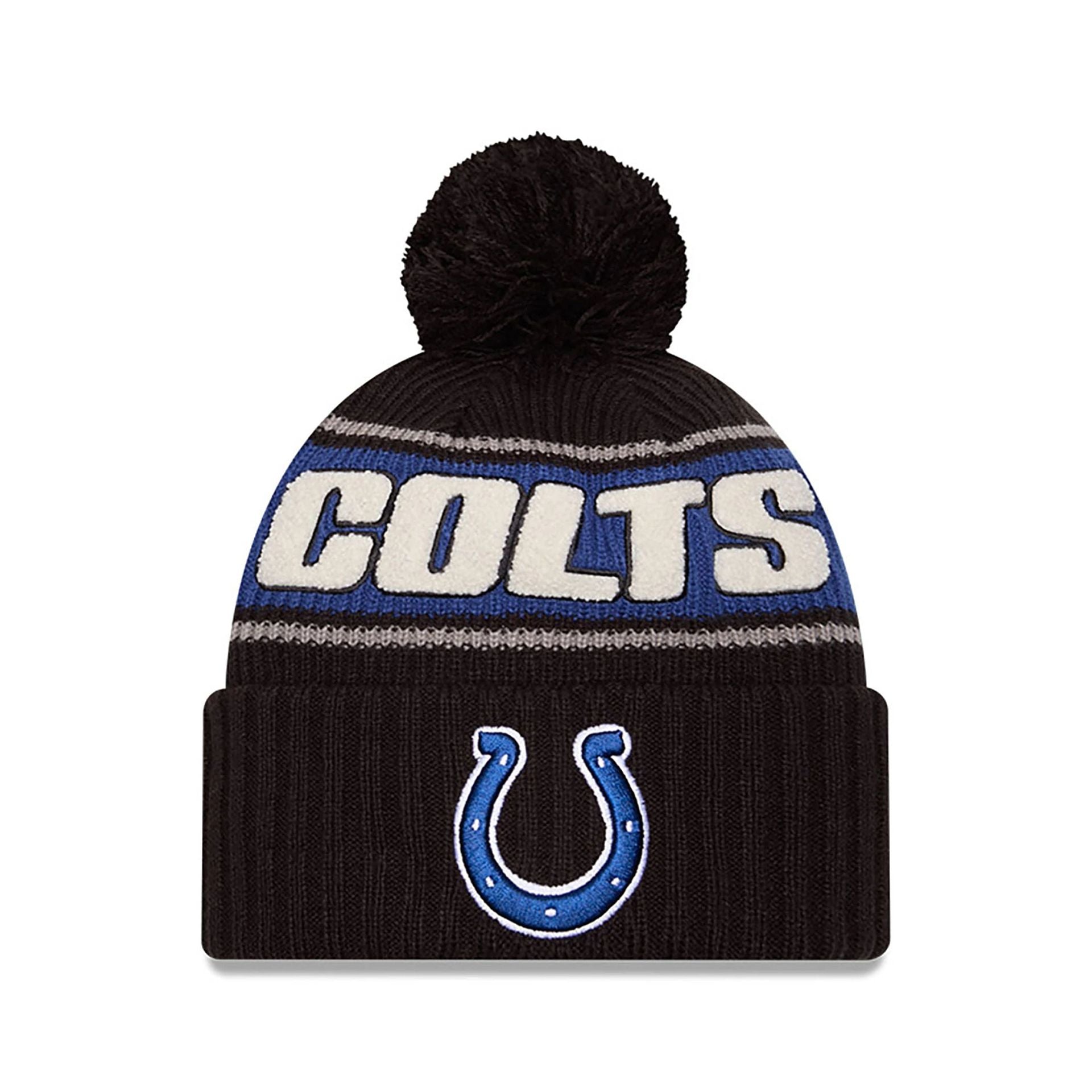 This is a Indianapolis Colts NFL Sideline 2024 Black Sport Knit Beanie Hat 1