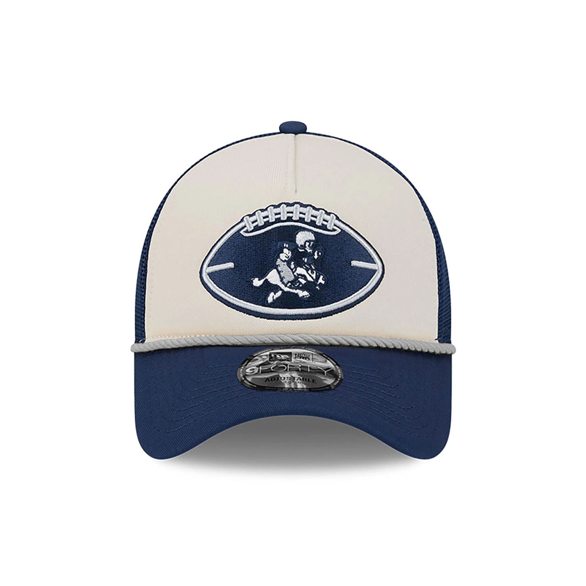 This is a Dallas Cowboys NFL Sideline 2024 Historic Dark Blue 9FORTY A-Frame Adjustable Cap 2