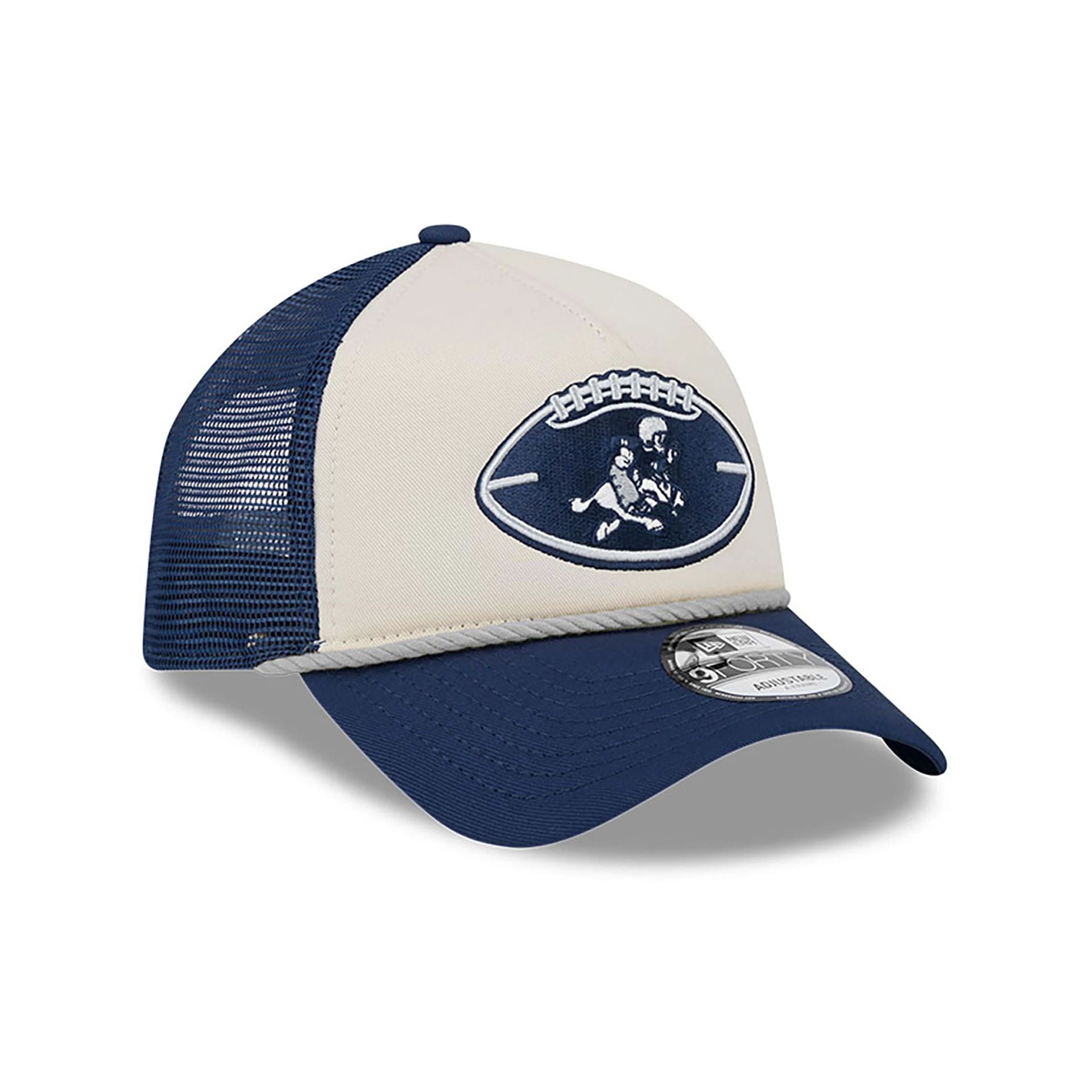 This is a Dallas Cowboys NFL Sideline 2024 Historic Dark Blue 9FORTY A-Frame Adjustable Cap 3