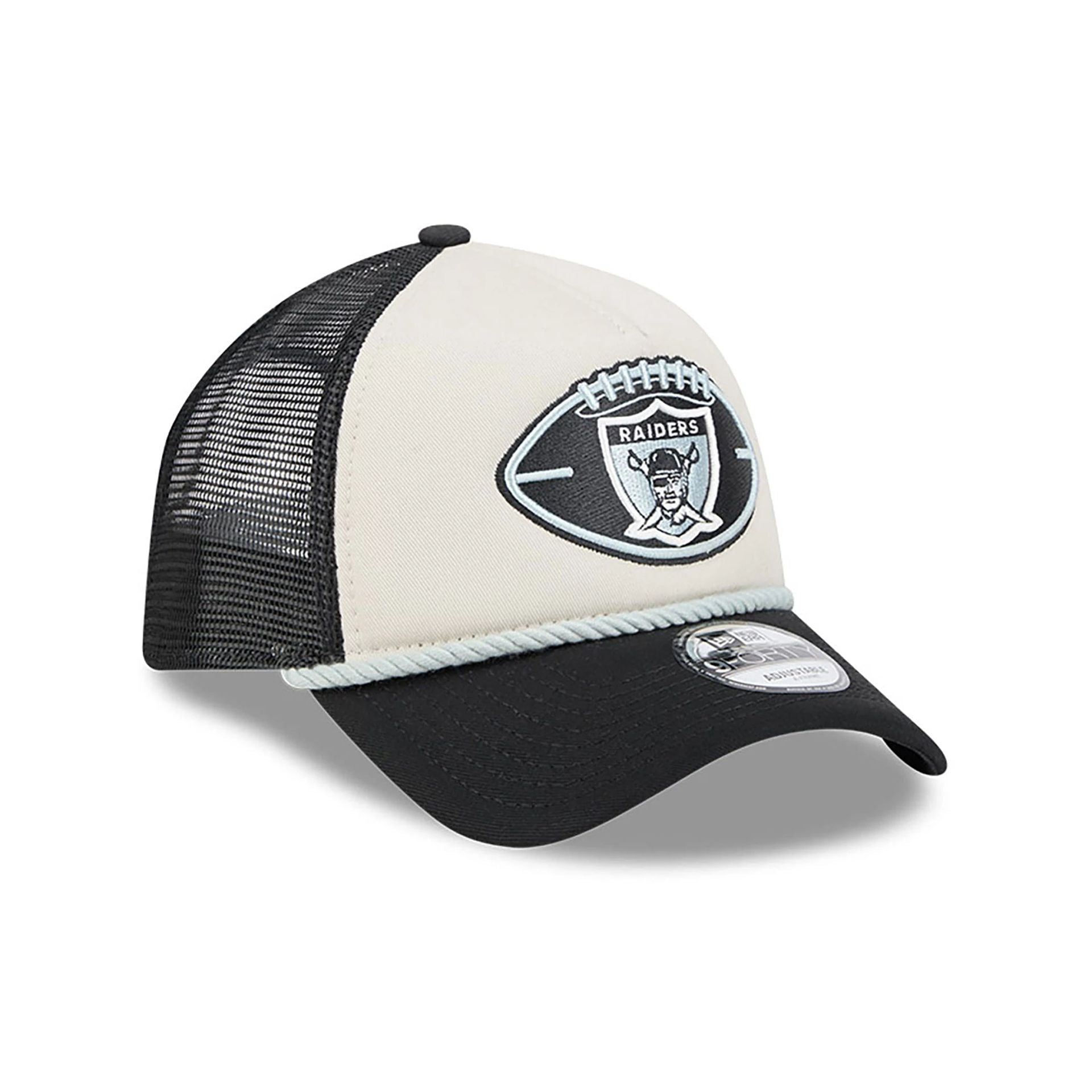 This is a Oakland Raiders NFL Sideline 2024 Historic Grey 9FORTY A-Frame Adjustable Cap 3